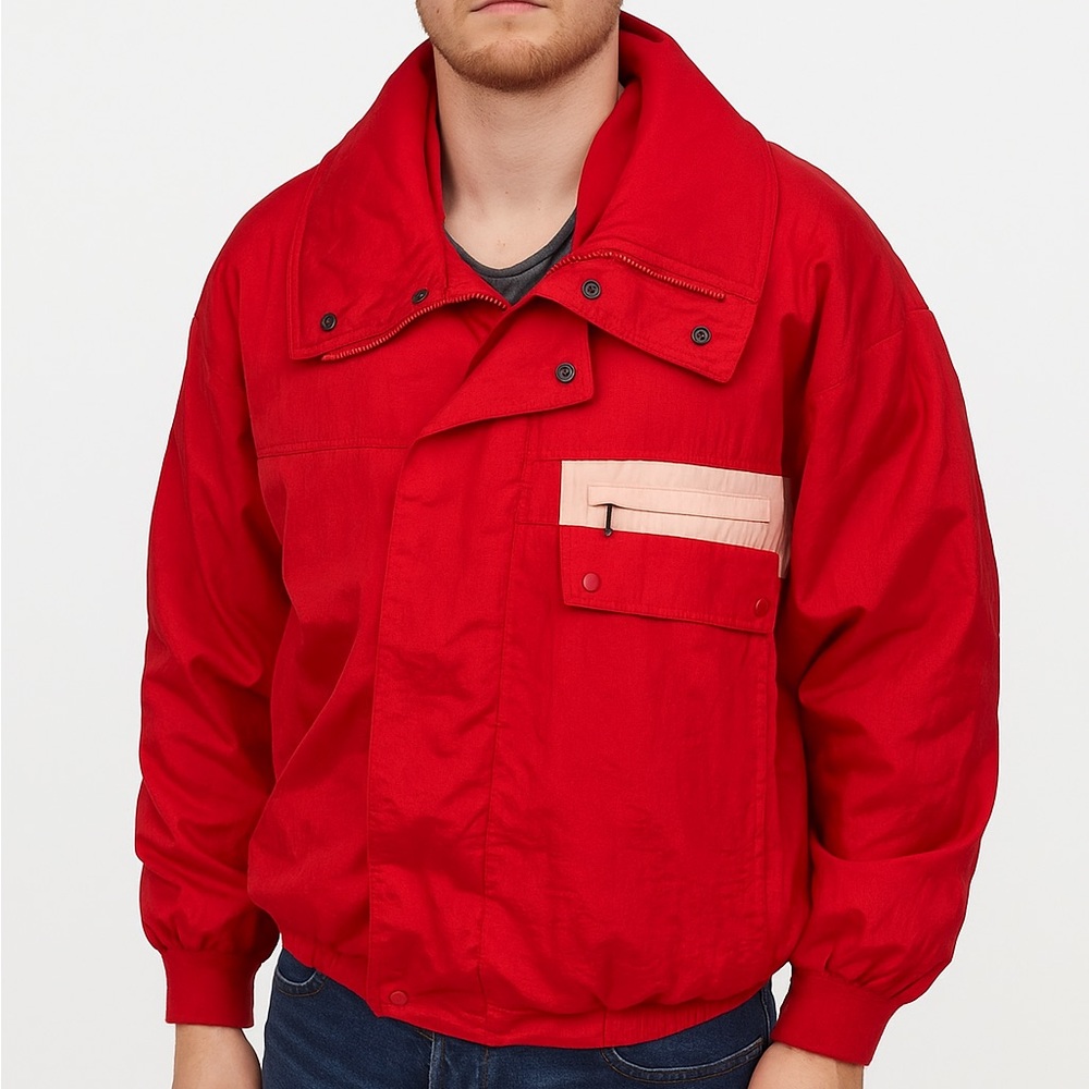 Roffe Red 1980s Vintage Bomber Ski Jacket Mens Size XXL